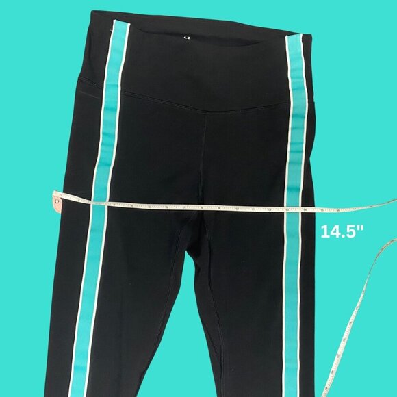🏃‍♀️ Under Armour Black Leggings w/ Aqua Side Stripes | Size M - Picture 5 of 9